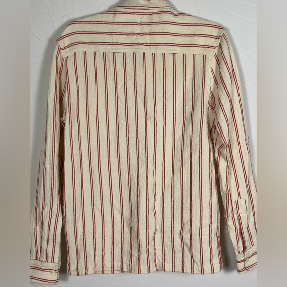 Zara Red Cream Striped Button Down Shirt- S - Picture 7 of 11